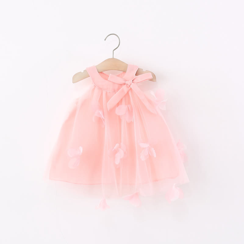 Toddler 3D Flower Bow Tulle Charming Dress - Pink - 5-7T - image 9