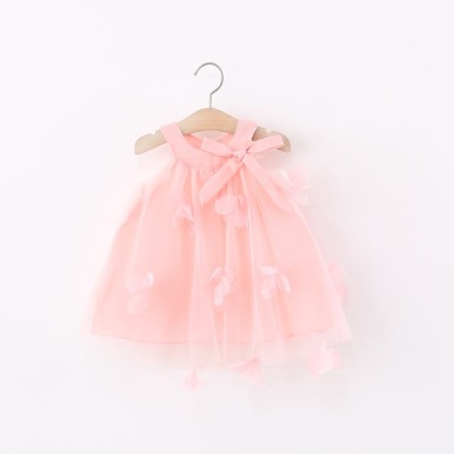 Toddler 3D Flower Bow Tulle Charming Dress - Pink - 5-7T - image 9