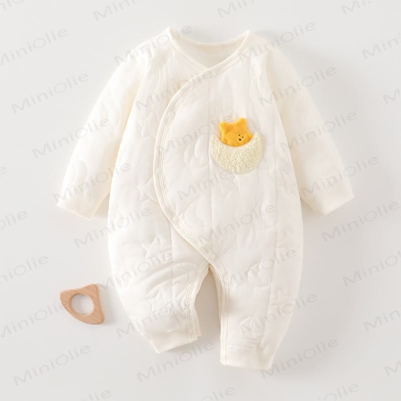 Baby Star Moon Cute Quilted Cotton Romper - White - 18-24M - image 10