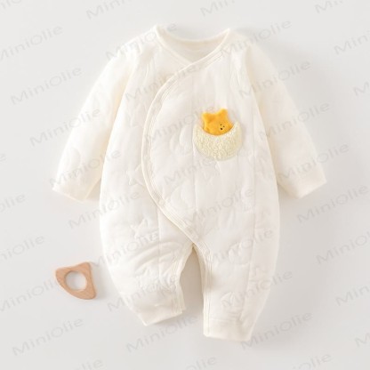 Baby Star Moon Cute Quilted Cotton Romper - White - 18-24M - image 10