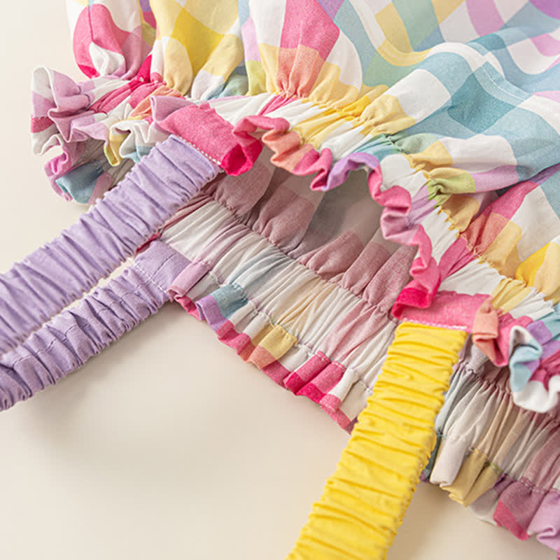 Toddler Lovely Colorful Plaid Suspenders Dress - image 7