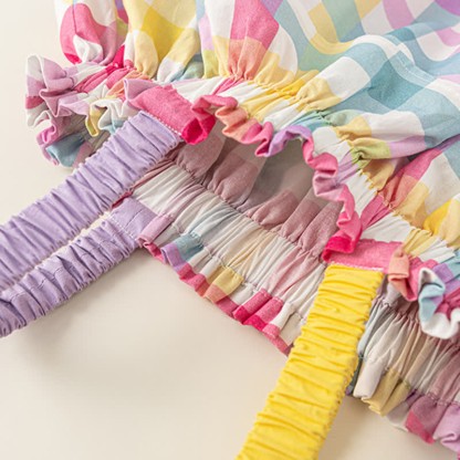 Toddler Lovely Colorful Plaid Suspenders Dress - image 7