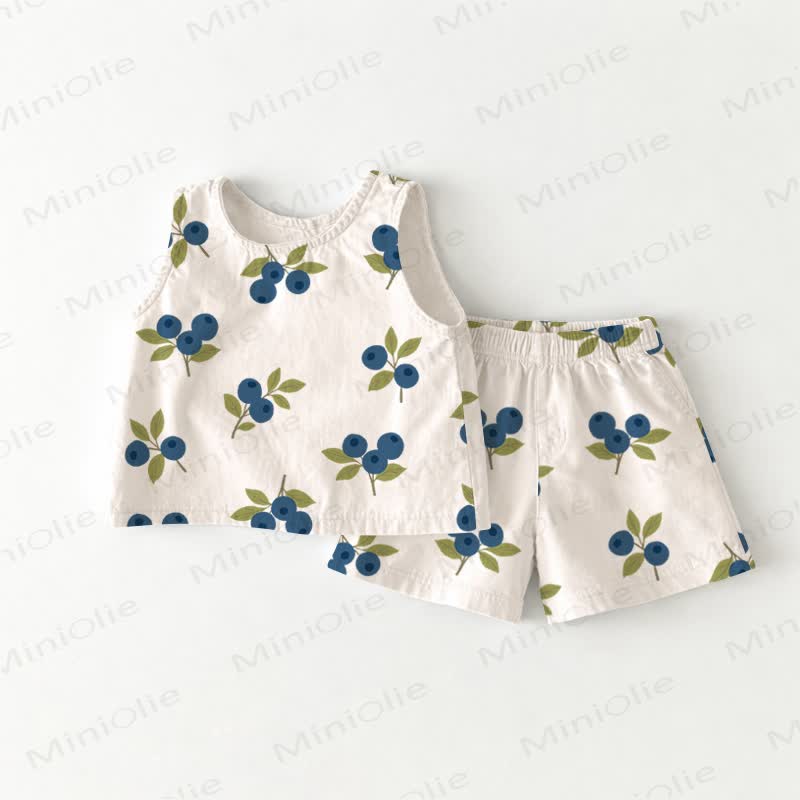 Baby Toddler White Blueberry Sleeveless 2-piece Set - White - 3-4T - image 1