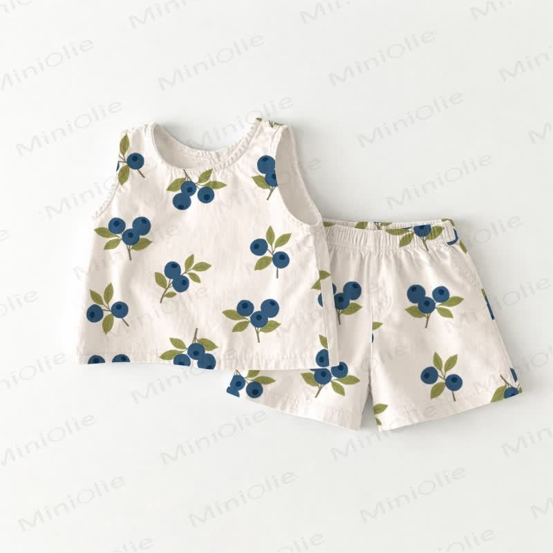 Baby Toddler White Blueberry Sleeveless 2-piece Set - White - 3-4T - image 1