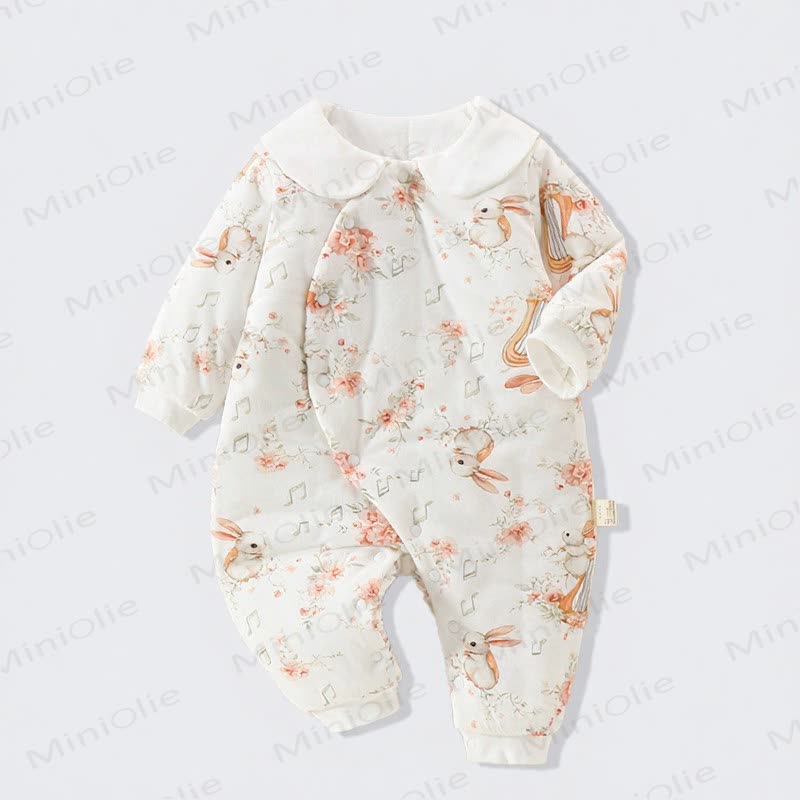 Baby Quilted Long Sleeve Romper - Beige Rabbit - 18-24M - image 10