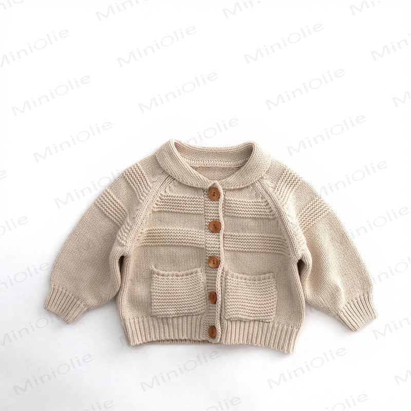Baby Toddler Pocket Cardigan Outerwear - Beige - 6-7T - image 2