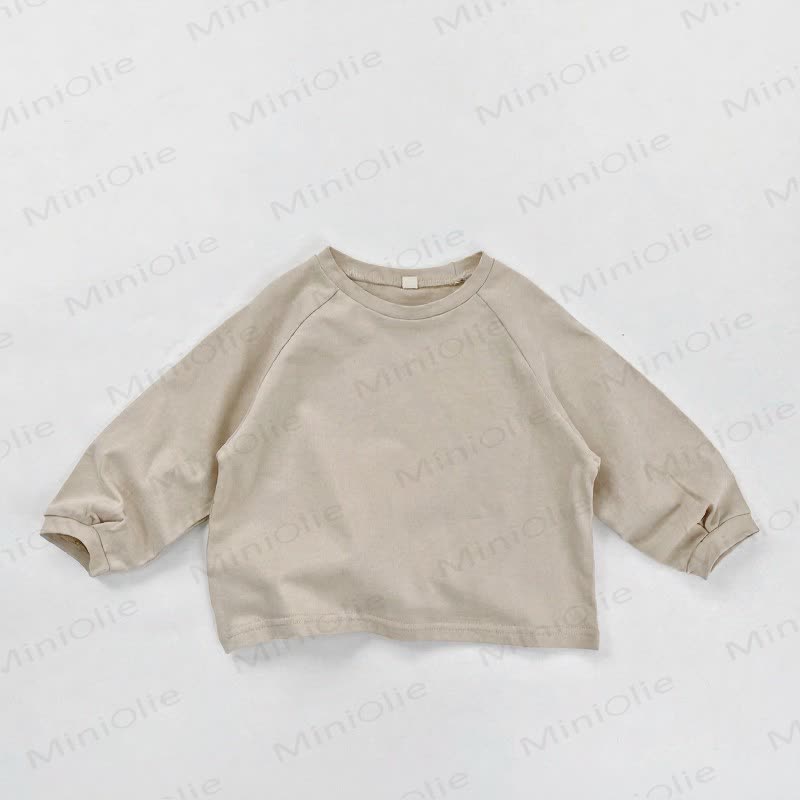 Toddler Long Sleeve Crew Neck Casual T-shirt - Beige - 6-7T - image 2