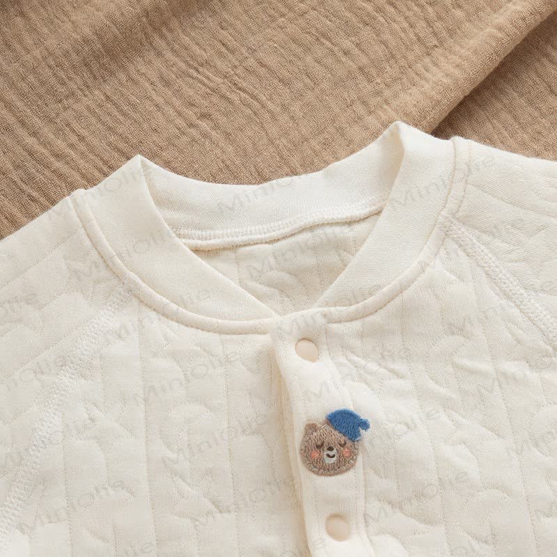 Baby Quilted Bear Long Sleeve Onesie - image 2