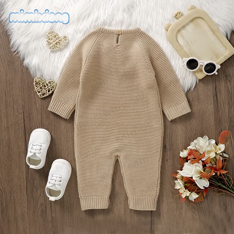 Baby Heart Knit Long Sleeve Romper - image 2
