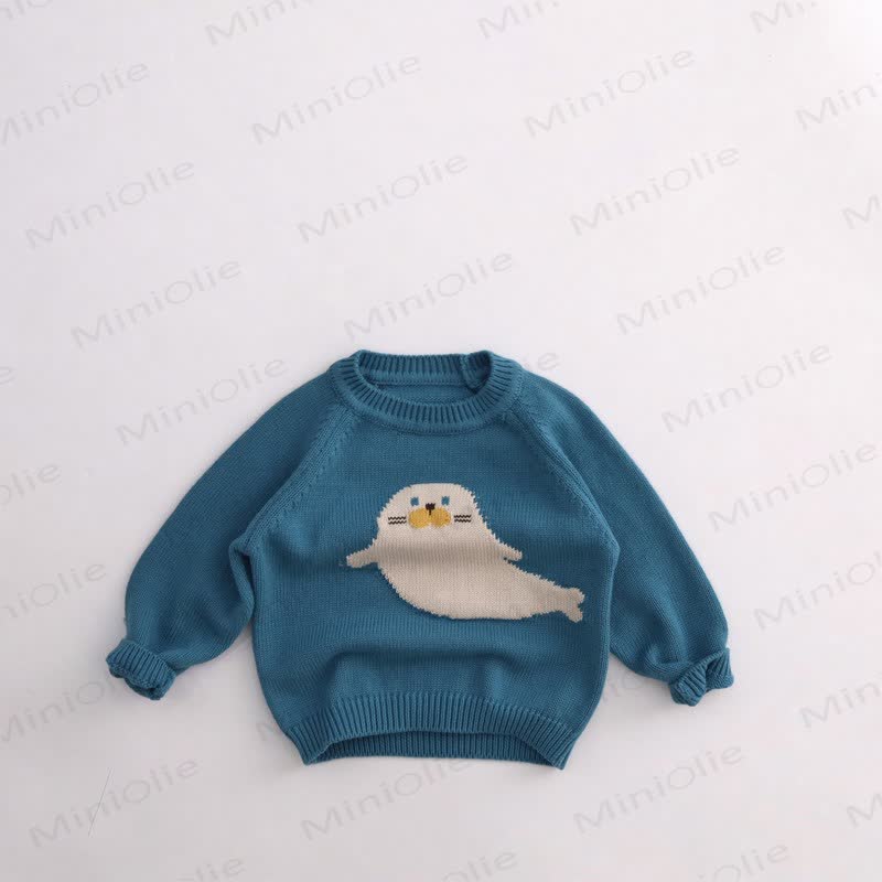 Toddler Animal Crewneck Sweater - Blue - 6-7T - image 2