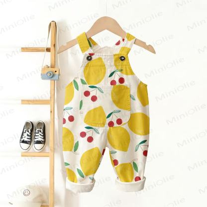 Baby Toddler White Lemon&Cherry Overalls - White - 3-5T - image 1