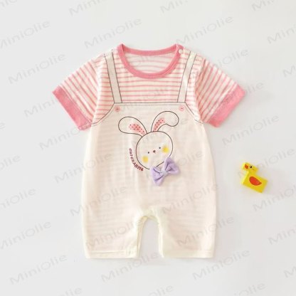 Baby Animal Print Striped Romper - Pink - 1-2T - image 3
