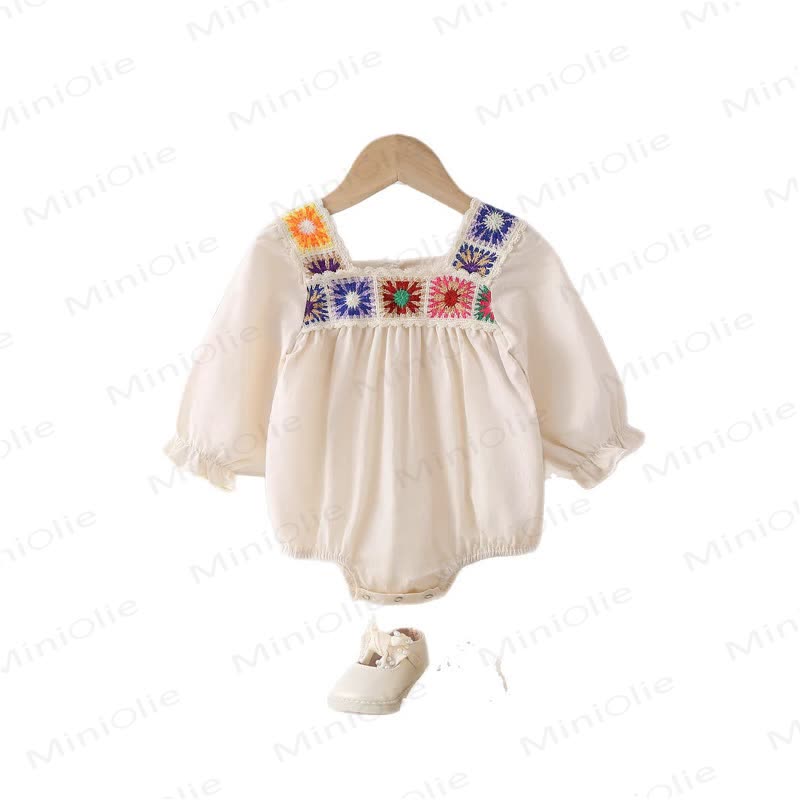 Baby Embroidered Beige Bodysuit - image 6