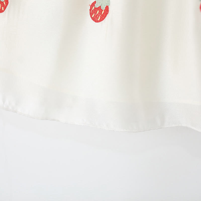 Baby Bunny Embroidered Strawberry Red Dress - image 7