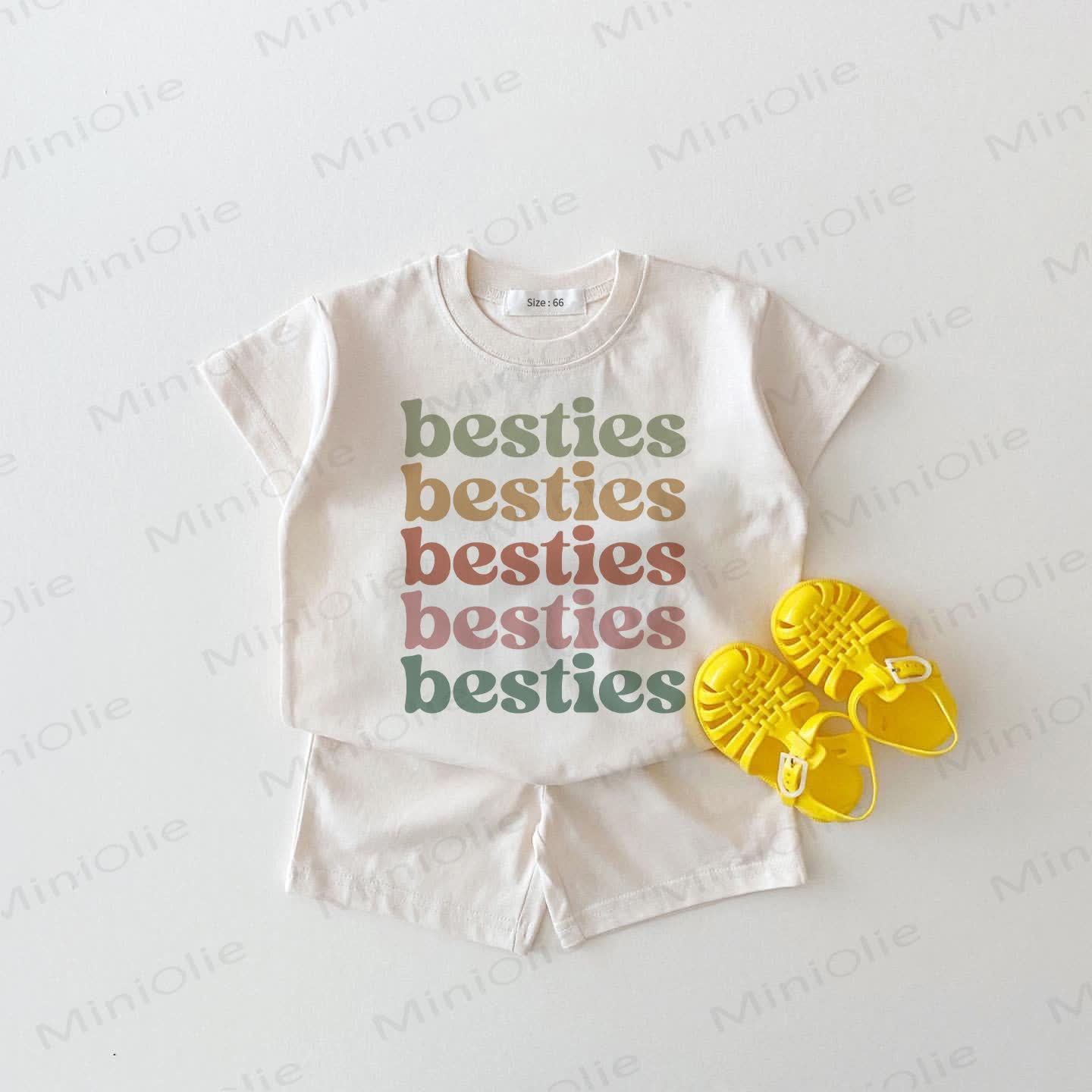 BESTIES Baby White Tee and Shorts 2-piece Set - White - 18-24M - image 1