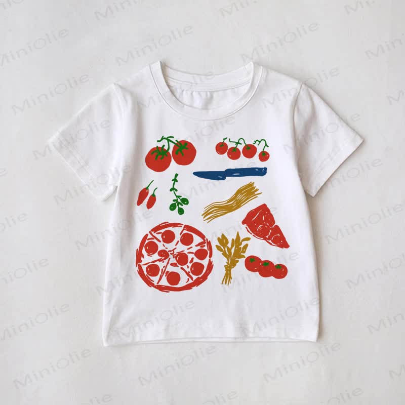 Family Matching Pizza Tomato T-Shirt - White - Baby T-Shirt: 3-5T - image 2