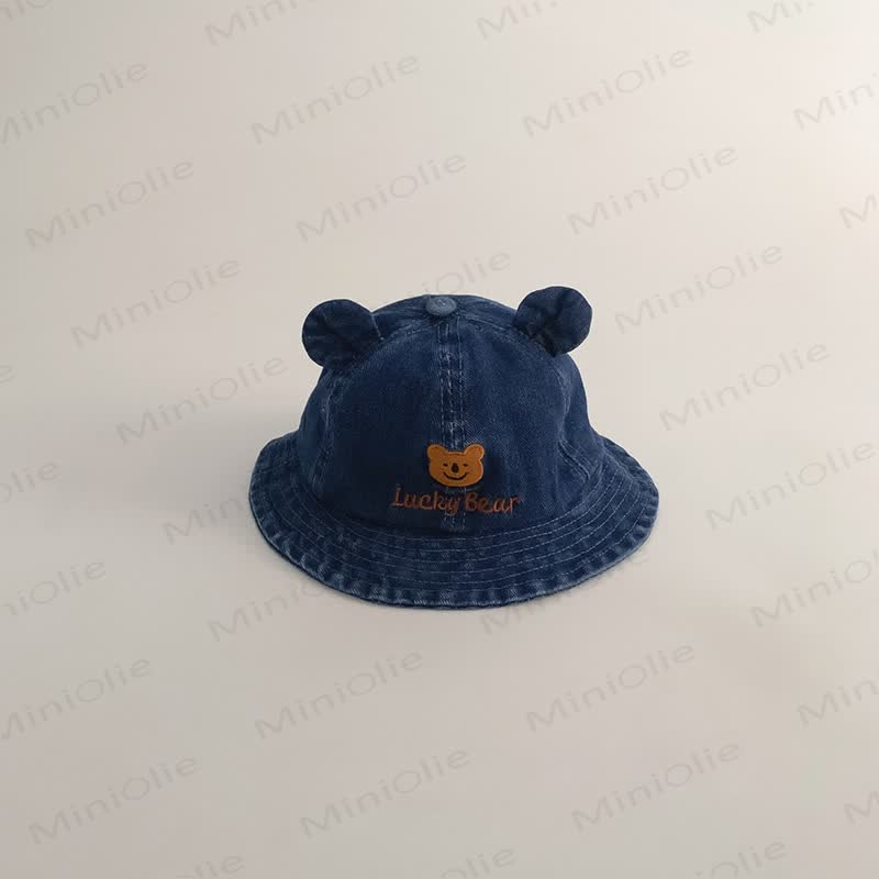 LUCKY BEAR Baby Denim Bear Bucket Hat - Dark Blue - 18M-4T - image 8
