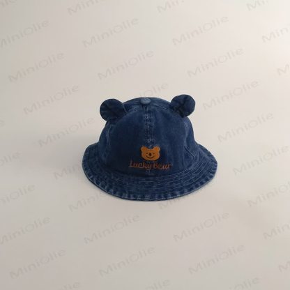 LUCKY BEAR Baby Denim Bear Bucket Hat - Dark Blue - 18M-4T - image 8