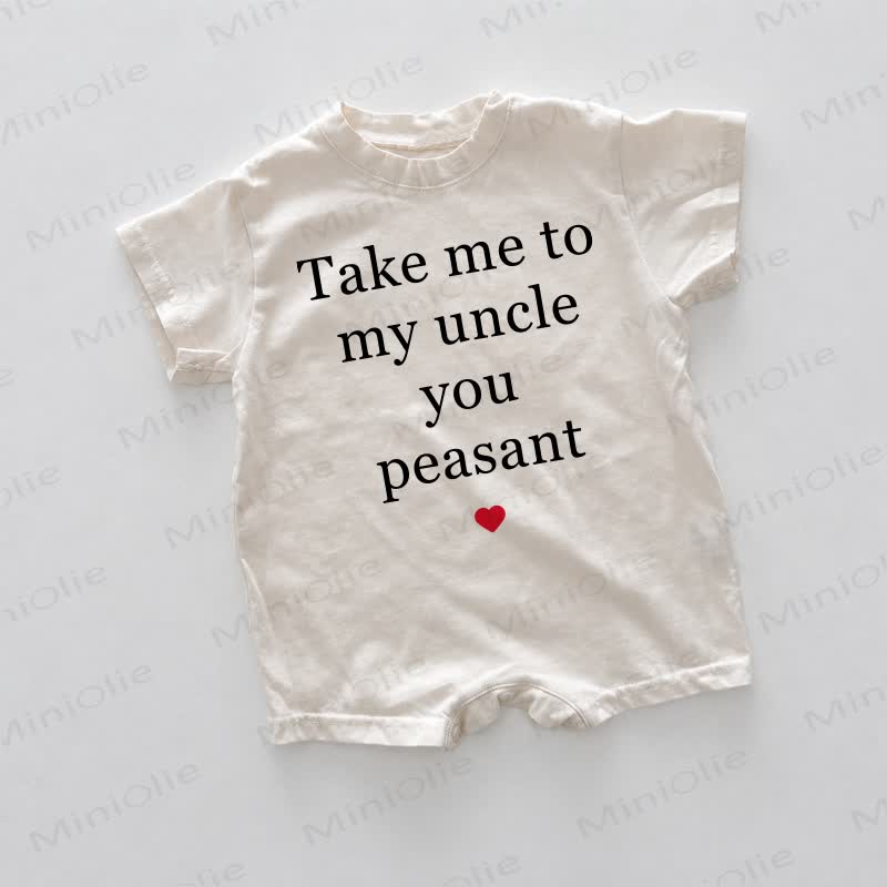 TAKE ME TO MY UNCLE YOU PEASANT Baby White Print Romper - White - 18-24M - image 1
