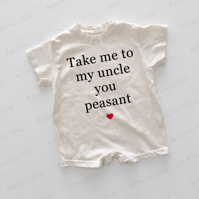 TAKE ME TO MY UNCLE YOU PEASANT Baby White Print Romper - White - 18-24M - image 1