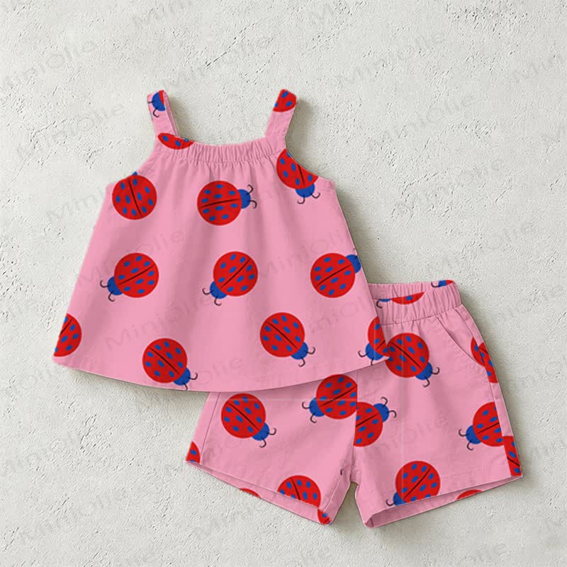 Baby Toddler Pink Lovebug Strap Top and Shorts 2-piece Set - Pink - 3-5T - image 1