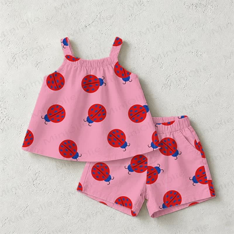 Baby Toddler Pink Lovebug Strap Top and Shorts 2-piece Set - Pink - 3-5T - image 1