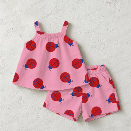 Baby Toddler Pink Lovebug Strap Top and Shorts 2-piece Set - Pink - 3-5T - image 1