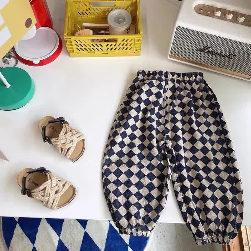 MINI Toddler Checkerboard Casual Jogger Pants - Dark Blue - 7-10T - image 4