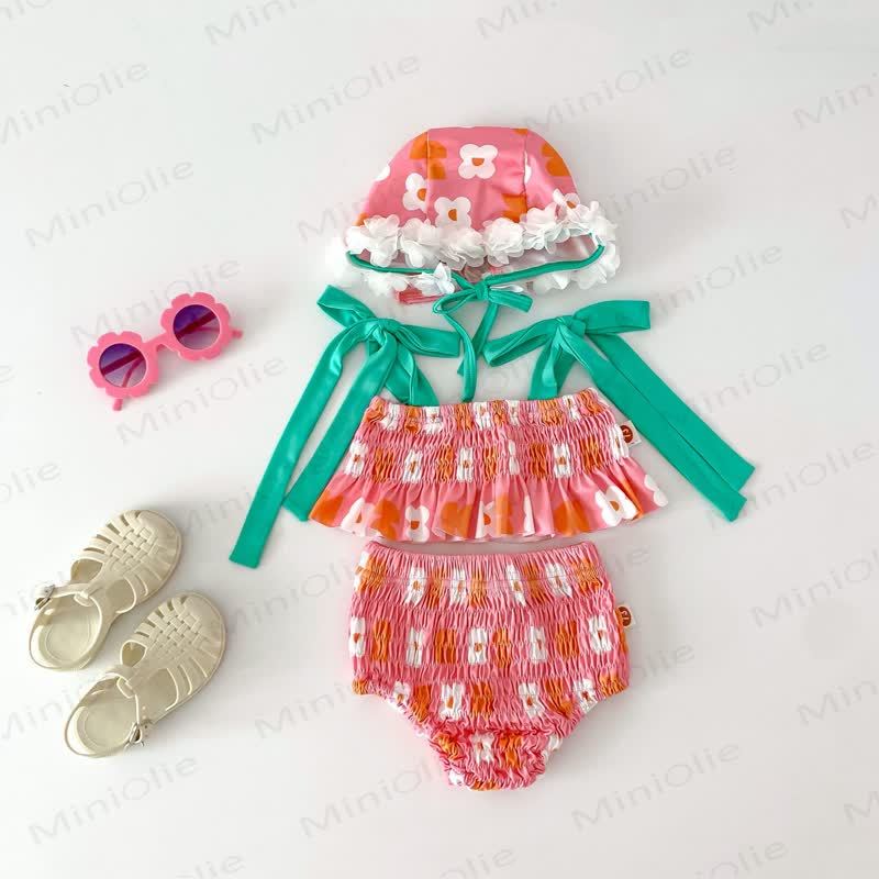Baby Girl One-piece/2-piece Swimsuit with Hat - Pink2 - 2-3T - image 22