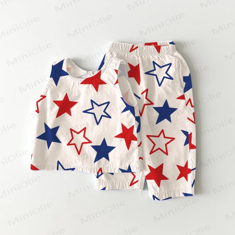 Baby Toddler independence Day Star Sleeveless 2-piece Set - White - 3-4T - image 1