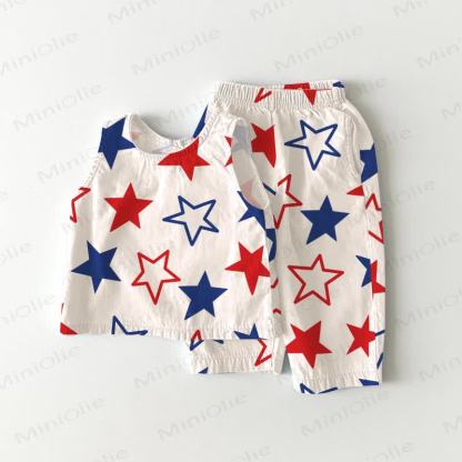 Baby Toddler independence Day Star Sleeveless 2-piece Set - White - 3-4T - image 1