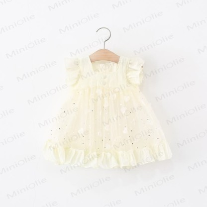 Toddler Heart Glitter Tulle Dress - Beige - 5-7T - image 11