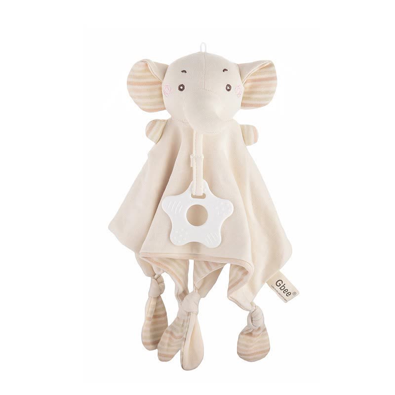 Personalized Baby Name Animal Security Blanket with Teether - Elephant - image 8