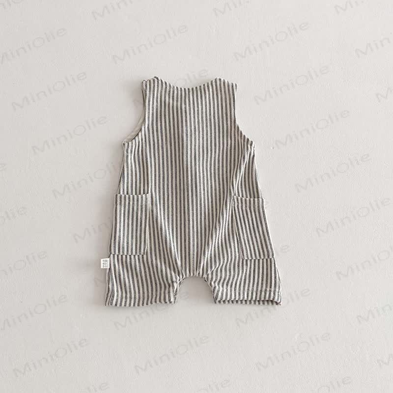 Baby Sleeveless Vertical Stripe Romper  - image 9
