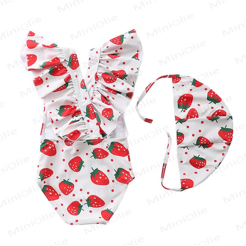 Toddler Girls Striped Plaid Fruit Print Polka Dot Swimwear - White - 4-5T - image 9