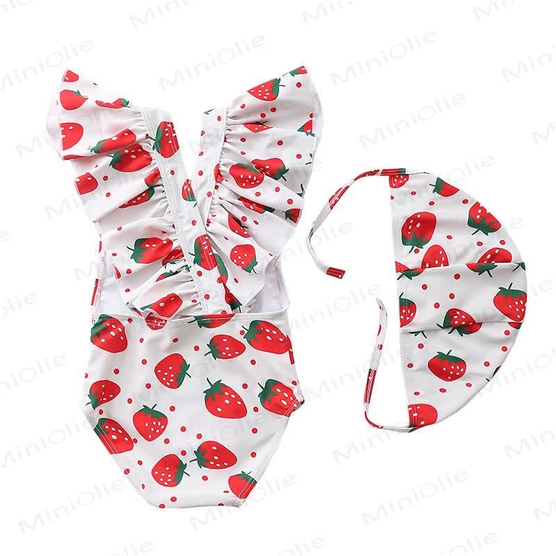 Toddler Girls Striped Plaid Fruit Print Polka Dot Swimwear - White - 4-5T - image 9