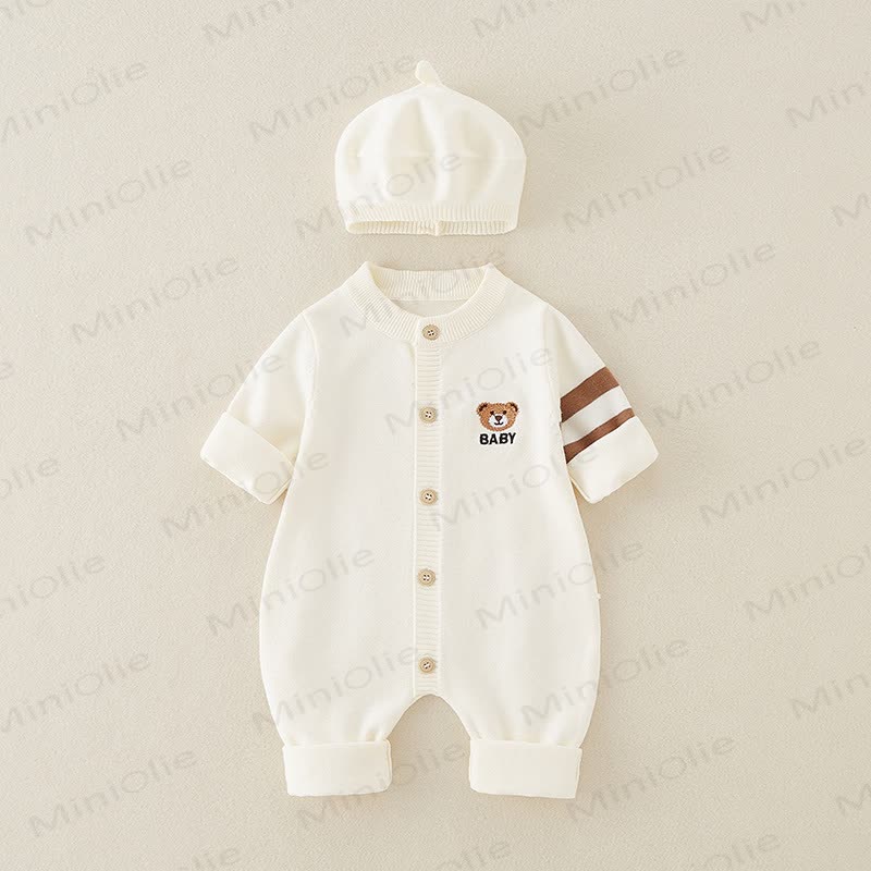 Baby Boys Bear Knitted Romper - Beige - 18-24M - image 9