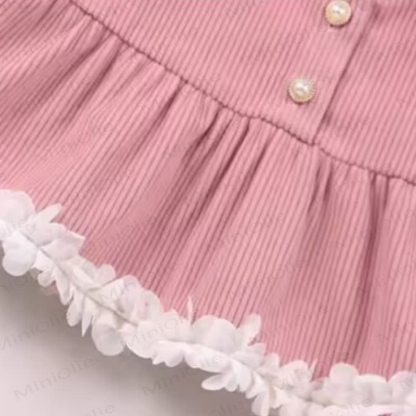 Toddler Baby Girl Floral Corduroy Ruffle 3-piece Set - image 5