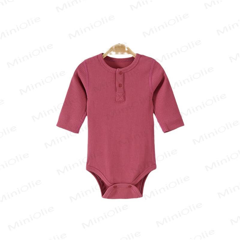 Baby Pajamas Solid Color Ribbed Bodysuit - image 5