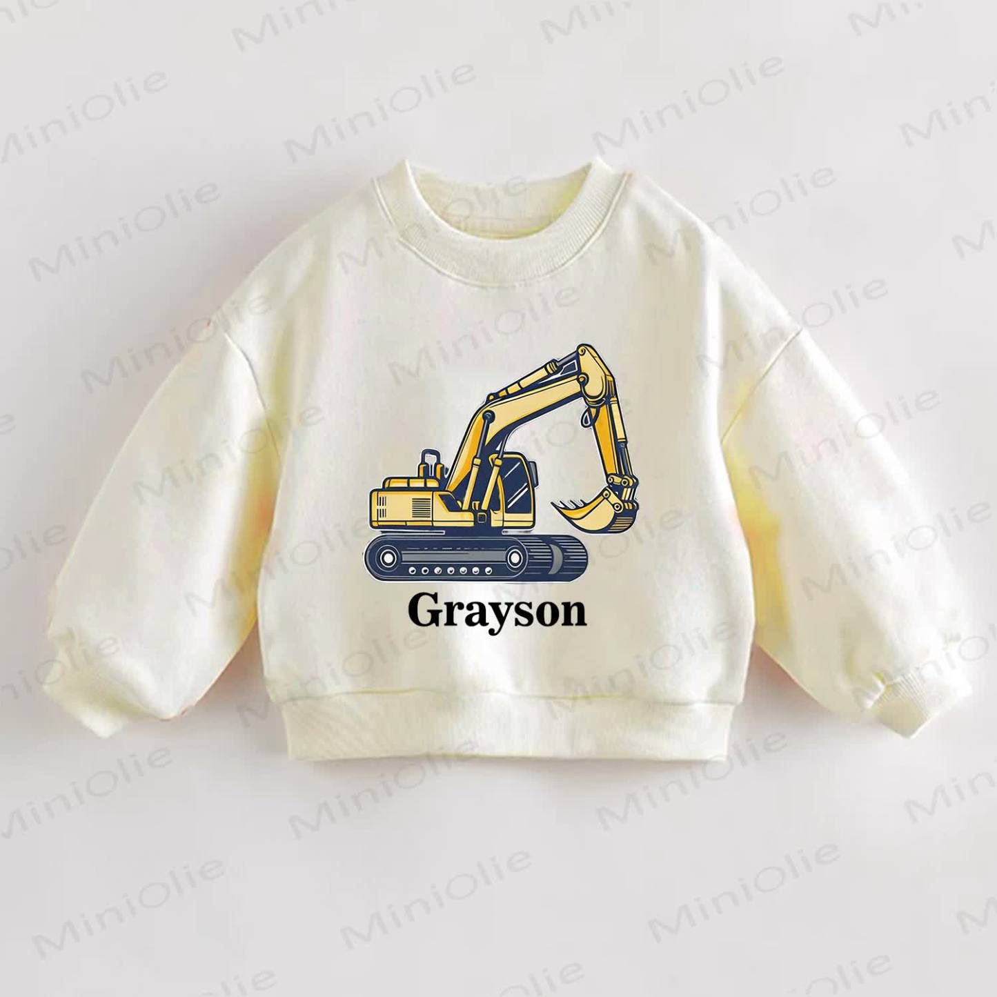 Personalized Retro Excavator Name Customization Baby Sweatshirt - image 1