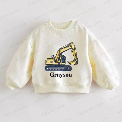 Personalized Retro Excavator Name Customization Baby Sweatshirt - image 1