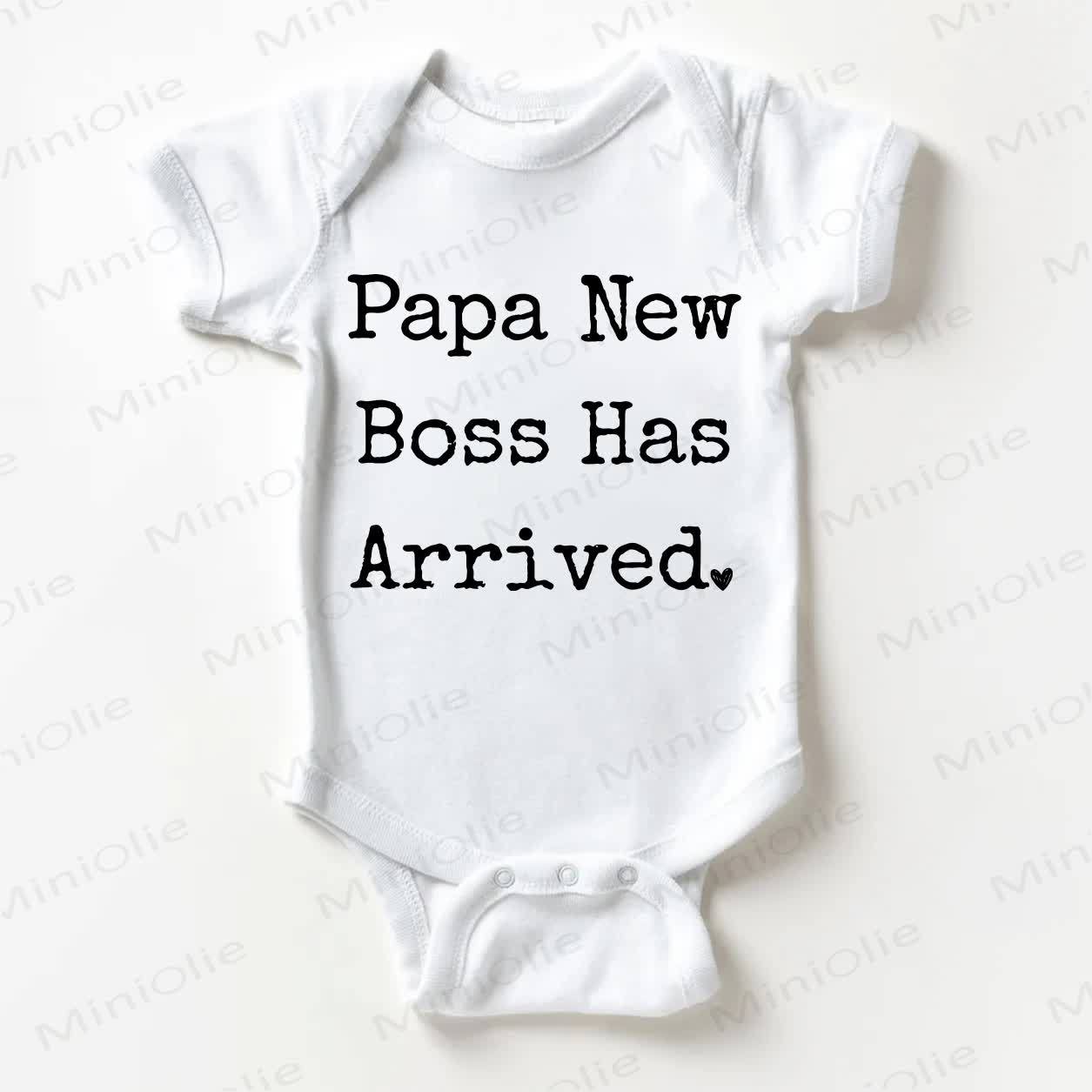 PAPA NEW BOSS HAS ARRIVED Baby Slogan White Bodysuit - White - 18-24M - image 1
