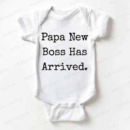 PAPA NEW BOSS HAS ARRIVED Baby Slogan White Bodysuit - White - 18-24M - image 1