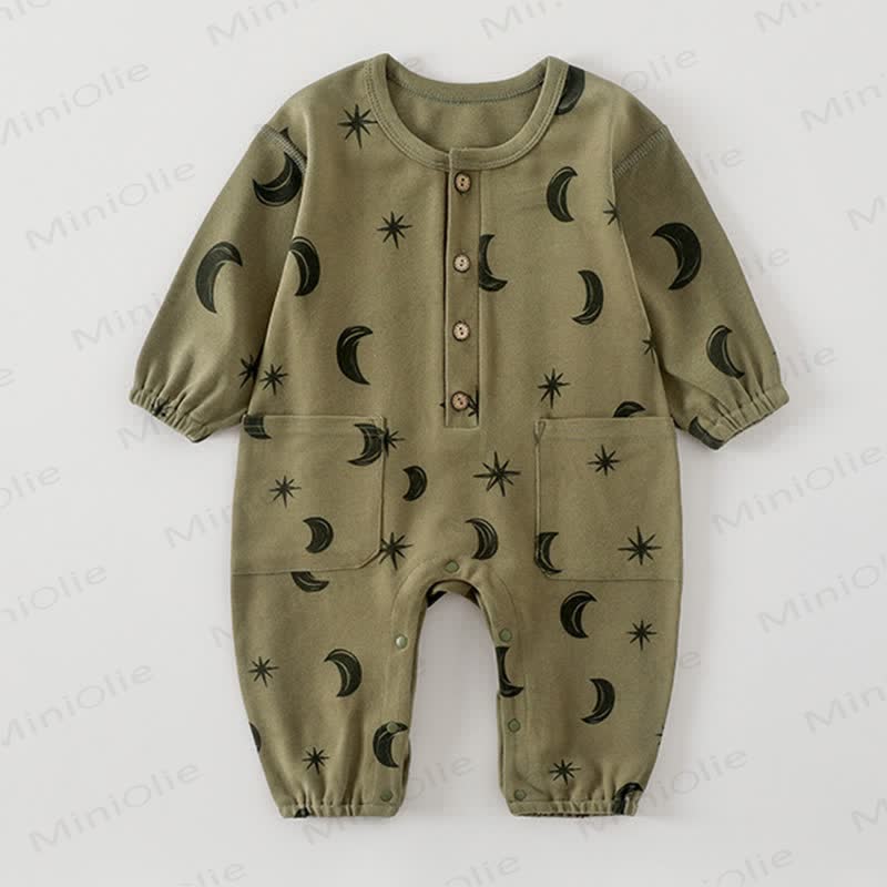 Baby Moon Dots Pajamas Romper - Green Moon - 2-3T - image 6