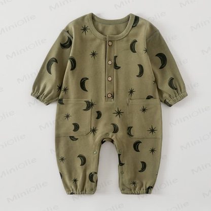 Baby Moon Dots Pajamas Romper - Green Moon - 2-3T - image 6