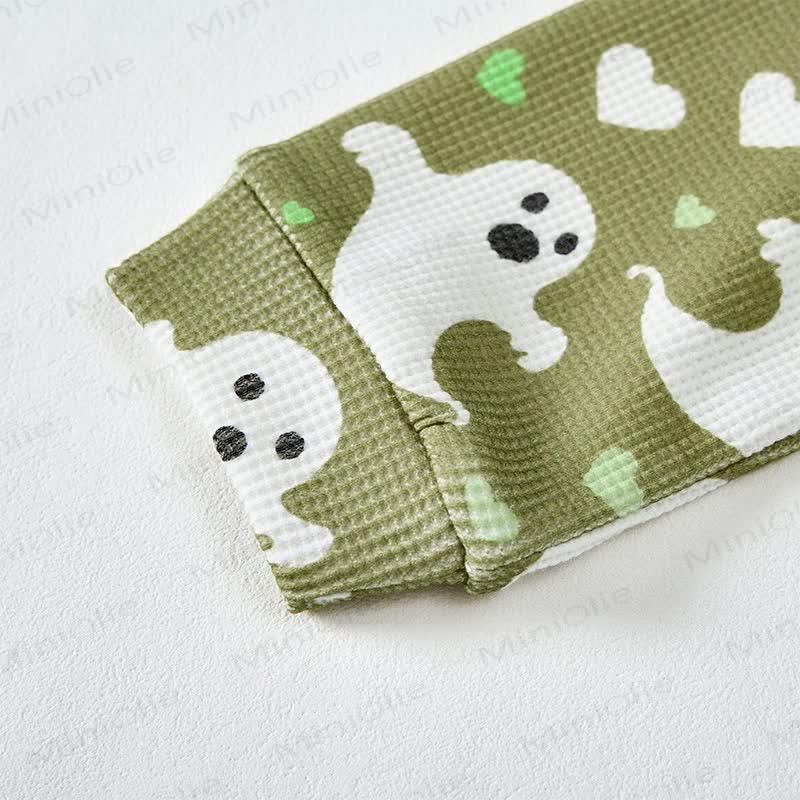 Baby Green Ghost & Heart Print Waffle 2-piece Set - image 7