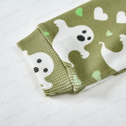 Baby Green Ghost & Heart Print Waffle 2-piece Set - image 7