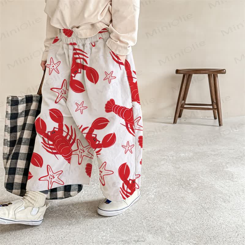 Baby Lobster & Starfish Print Casual Pants - White - 2-3T - image 1