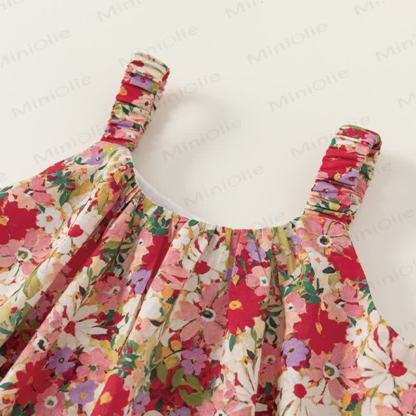 Toddler Cute Red Flower Suspenders Dress - image 5