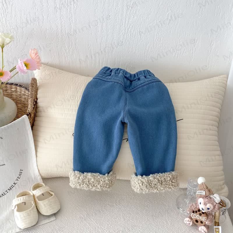 Baby Toddler Girl Denim Fleece Lined Pants - image 7